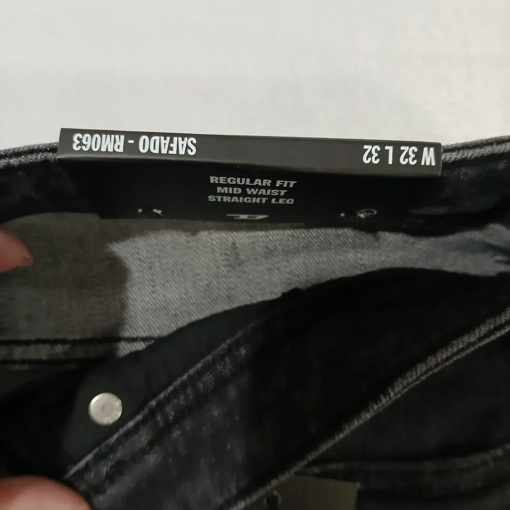 DIESEL Jeans Mens 32x32 Safado X Straight Black NWT RM063 Button Fly - Picture 6 of 16